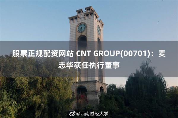 股票正规配资网站 CNT GROUP(00701)：麦志华获任执行董事