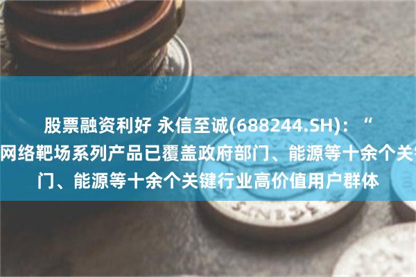 股票融资利好 永信至诚(688244.SH)：“数字风洞”产品体系和网络靶场系列产品已覆盖政府部门、能源等十余个关键行业高价值用户群体
